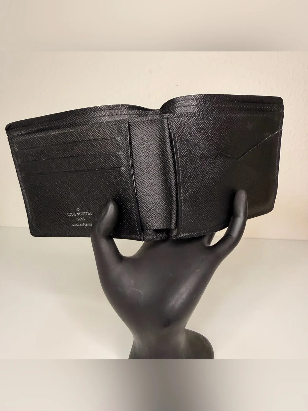 Authentic Louis Vuitton Black Epi Leather Bi-Fold Wallet